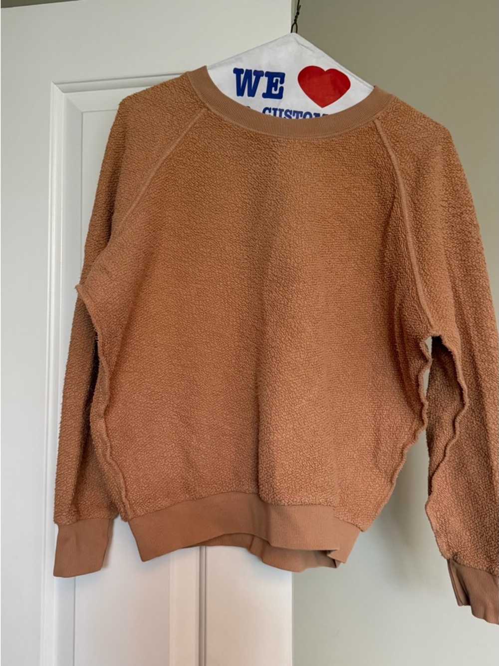perfectwhitetee Women's Sherpa Crewneck Sweatshirt - Camel Brown